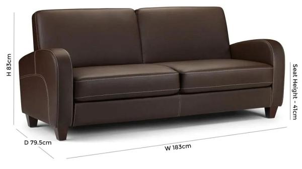 Vivo Brown Leather 3 Seater Sofa