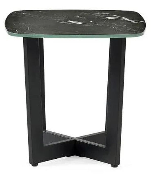 Olympus Black Marble Effect Square Lamp Table