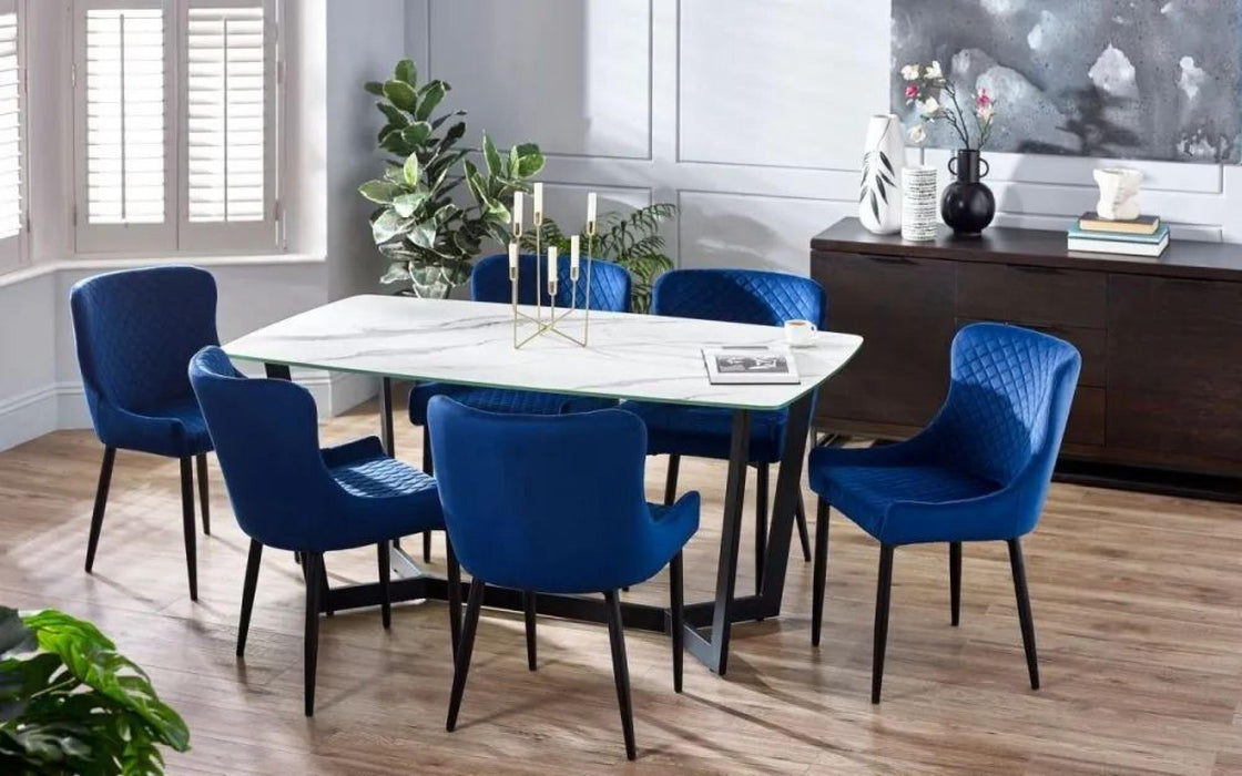 Olympus White Marble Effect 6 Seater Dining Table