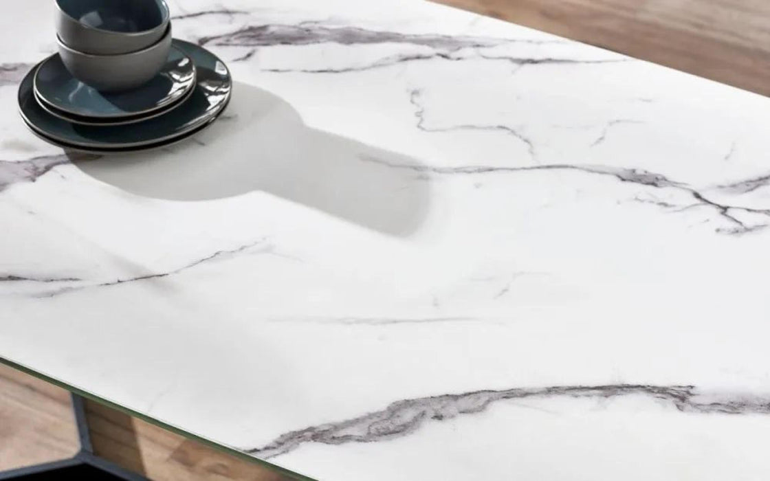 Olympus White Marble Effect 6 Seater Dining Table