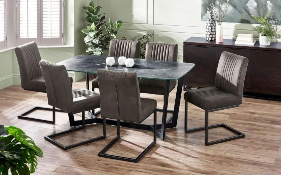 Olympus Black Marble Effect 6 Seater Dining Table