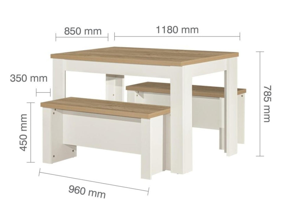 Highgate Cream Dining Set with 2 Bench