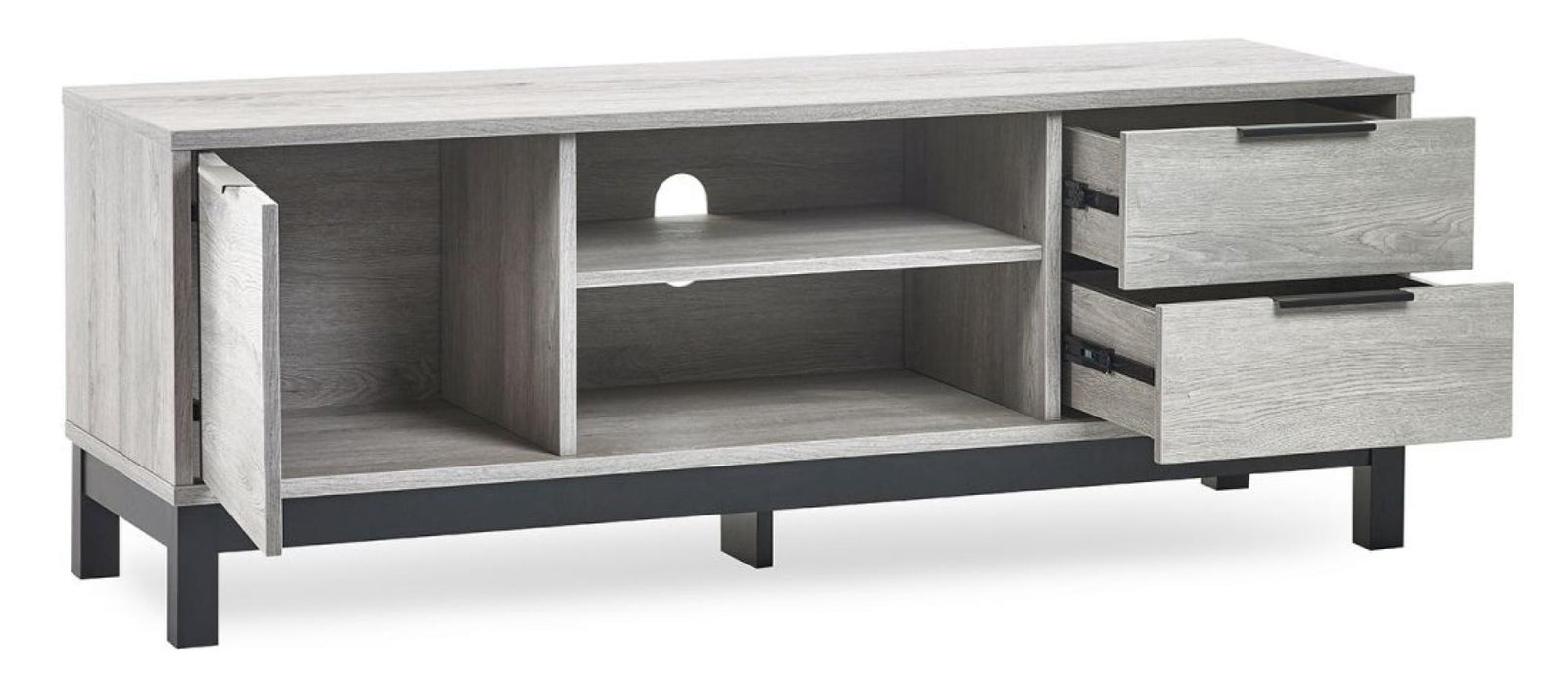 Bali Grey Oak TV Unit, 135cm with Storage for Television Upto 50in Plasma