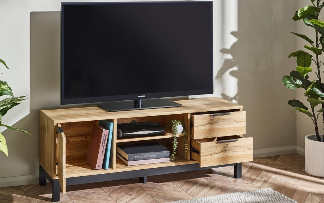 Bali Light Oak TV Unit, 135cm with Storage for Television Upto 50in Plasma