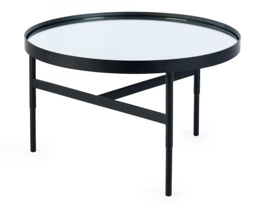 Franki Glass Top and Black Round Coffee Table