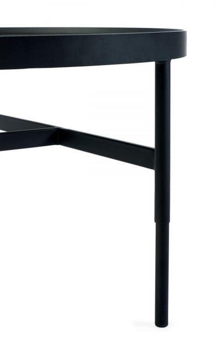 Franki Glass Top and Black Round Coffee Table