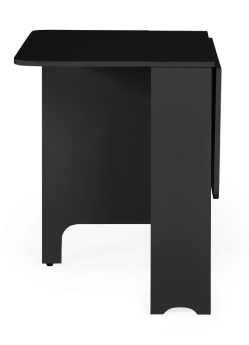 Gatan Gateleg Black Lacquer Drop Leaf 2 Seater Dining Table with 2 Chairs