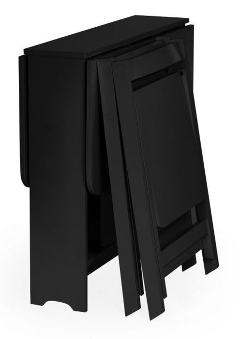 Gatan Gateleg Black Lacquer Drop Leaf 2 Seater Dining Table with 2 Chairs