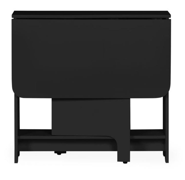 Gatan Gateleg Black Lacquer Drop Leaf 2 Seater Dining Table with 2 Chairs