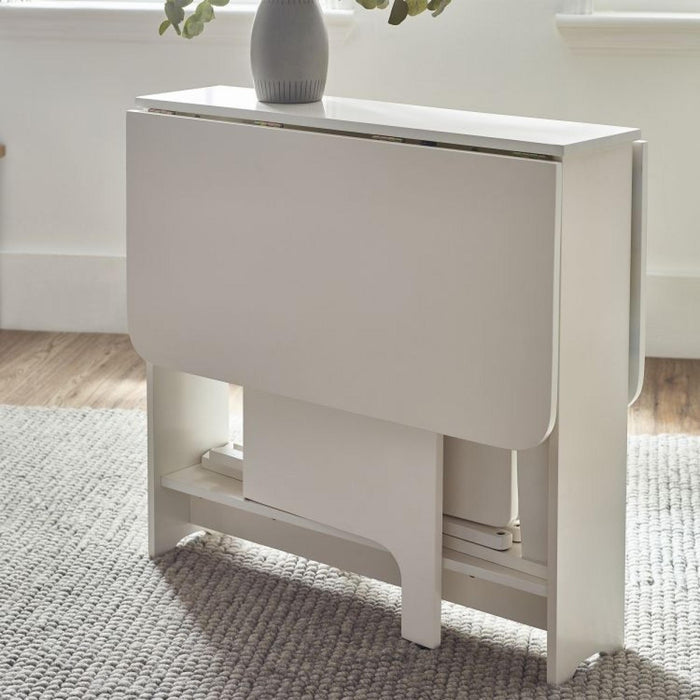 Gatan Gateleg White Lacquer Drop Leaf 2 Seater Dining Table with 2 Chairs
