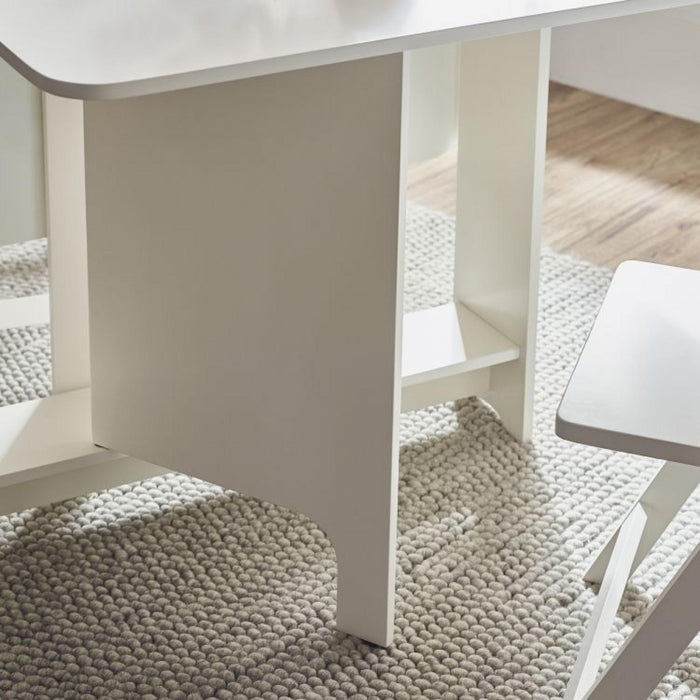 Gatan Gateleg White Lacquer Drop Leaf 2 Seater Dining Table with 2 Chairs