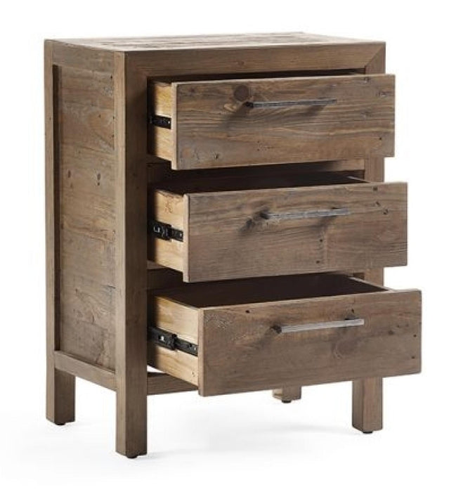 Heritage Reclaimed Pine 3 Drawer Bedside