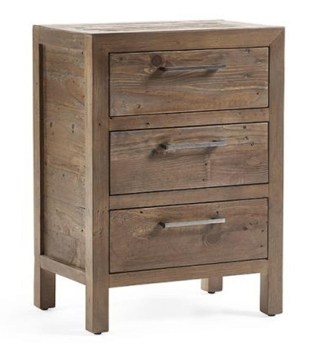 Heritage Reclaimed Pine 3 Drawer Bedside