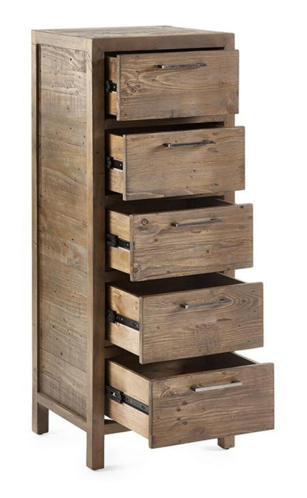 Heritage Reclaimed Pine 5 Drawer Chest Tallboy