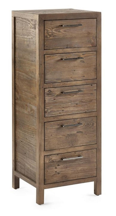 Heritage Reclaimed Pine 5 Drawer Chest Tallboy