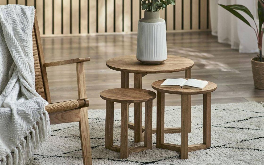 Nidri Oak Nest of 3 Tables