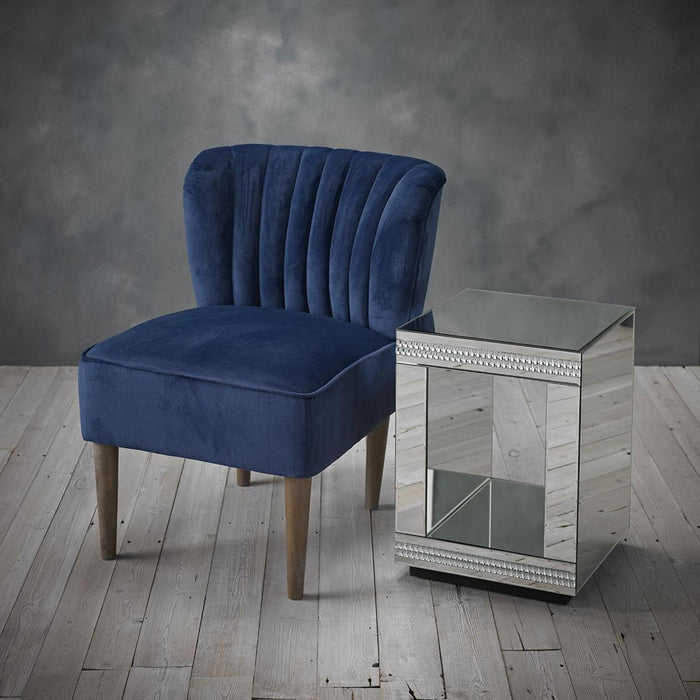 Bella Midnight Blue Crushed Velvet Fabric Chair