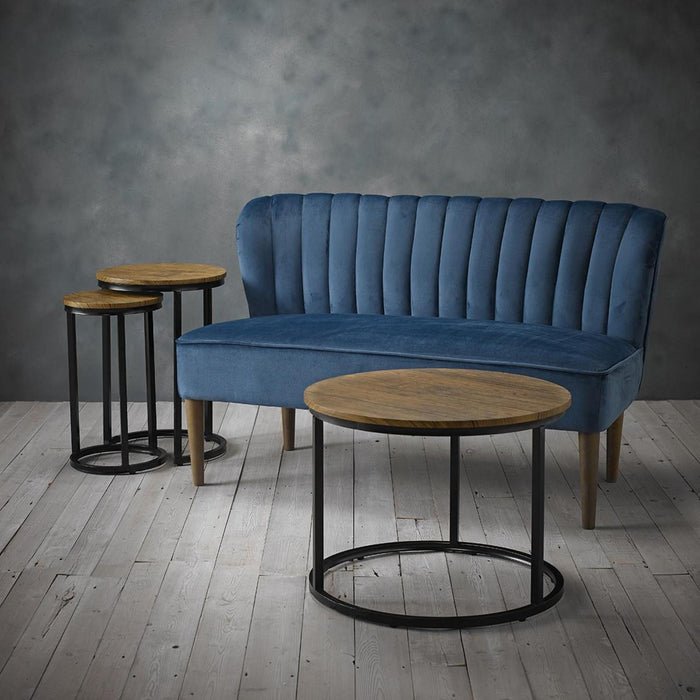 Bella Midnight Blue Fabric 2 Seater Sofa