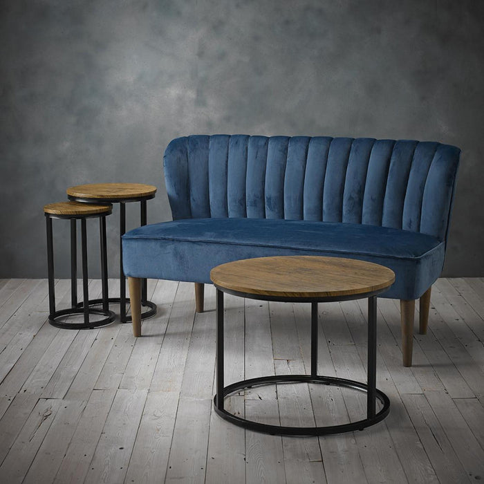 Bella Midnight Blue Fabric 2 Seater Sofa