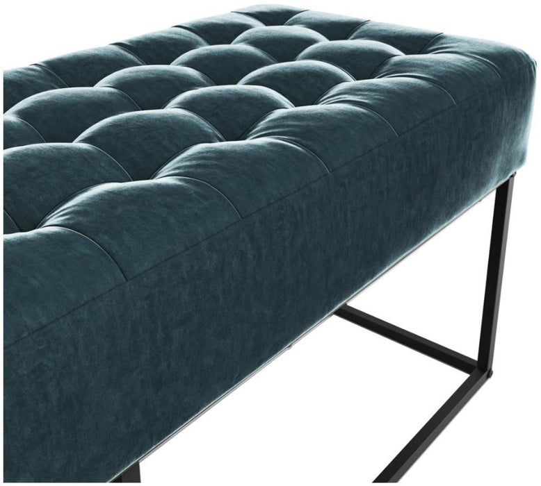 Boden Yale Blue Chenille Fabric Bench