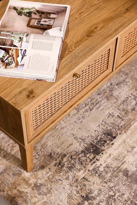 Bordeaux Oak and Faux Rattan Coffee Table