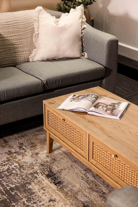 Bordeaux Oak and Faux Rattan Coffee Table