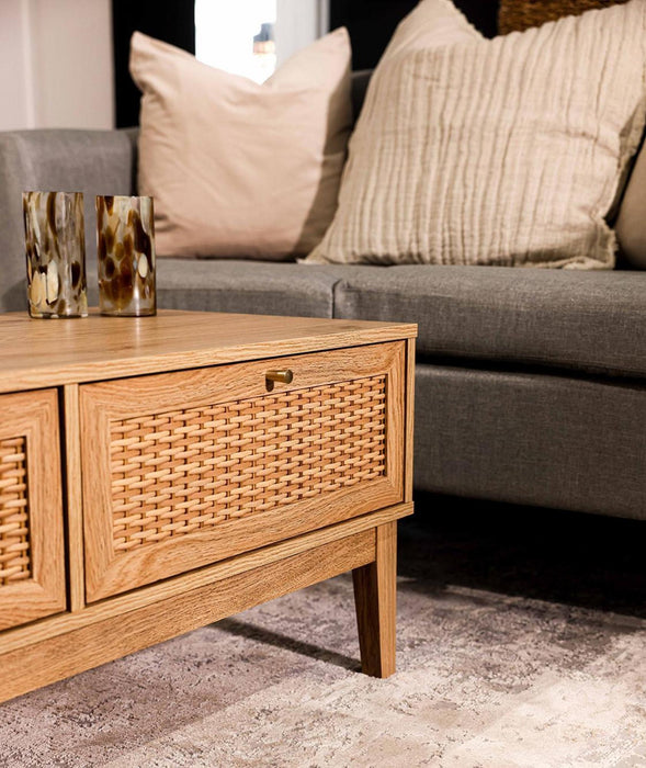 Bordeaux Oak and Faux Rattan Coffee Table