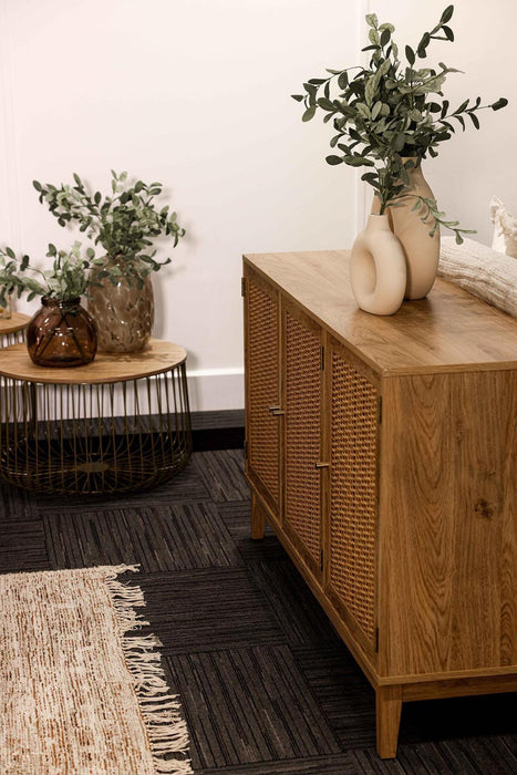 Bordeaux Oak and Faux Rattan Large Sideboard