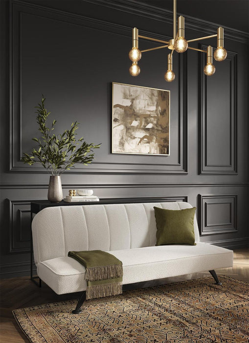 Burlington Ivory and Matte Black Boucle Fabric Sofa Bed