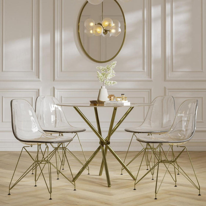 Casa Clear and Gold Glass Dining Table