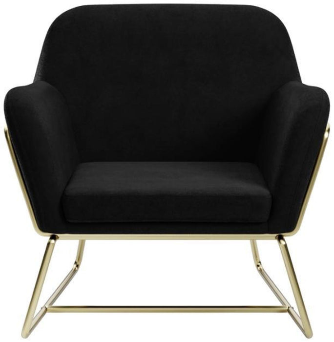 Charles Black and Brushed Gold Velvet Fabric Armchair