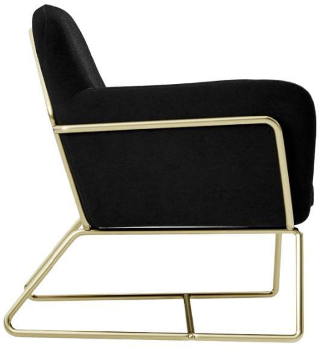 Charles Black and Brushed Gold Velvet Fabric Armchair