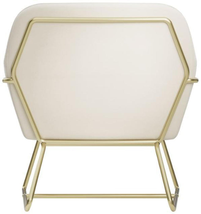 Charles Cream and Brushed Gold Velvet Fabric Armchair