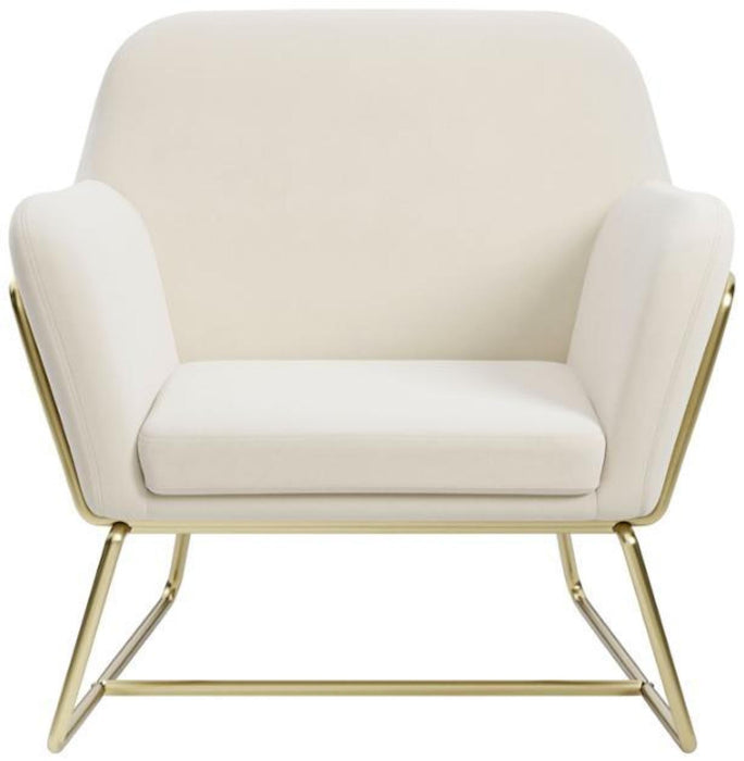 Charles Cream and Brushed Gold Velvet Fabric Armchair