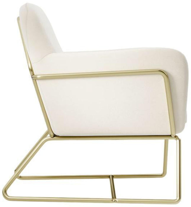 Charles Cream and Brushed Gold Velvet Fabric Armchair