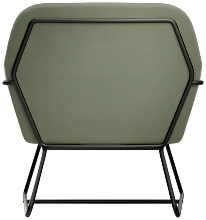 Charles Sage and Matte Black Velvet Fabric Armchair