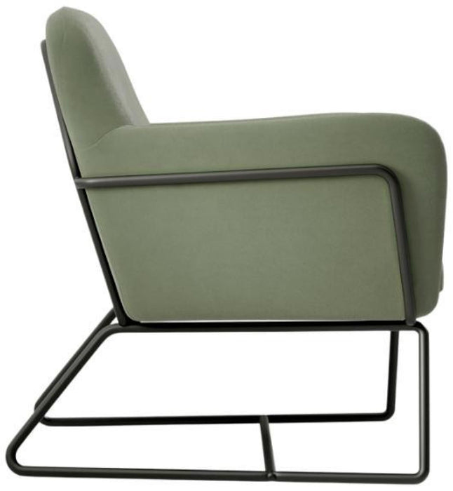 Charles Sage and Matte Black Velvet Fabric Armchair