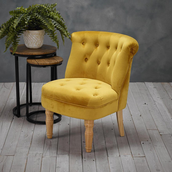 Charlotte Mustard Gold Linen Fabric Chair