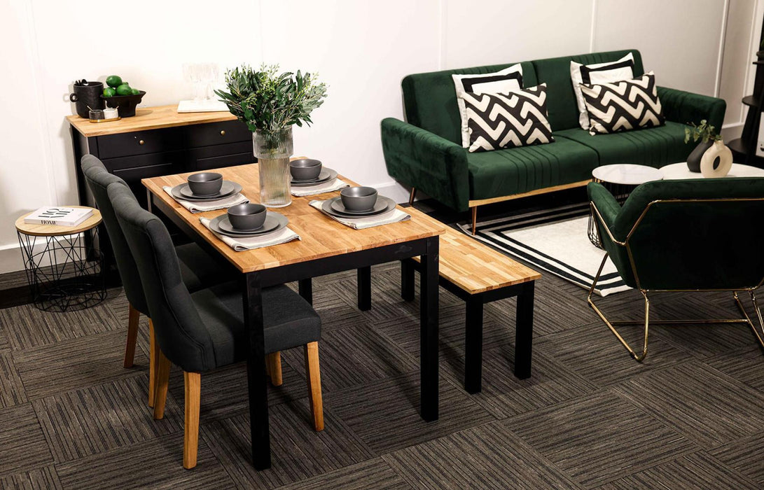 Copenhagen Black Solid Oak Partial Vaneer Bench