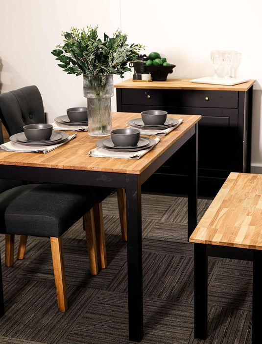 Copenhagen Black Solid Oak Partial Vaneer Bench