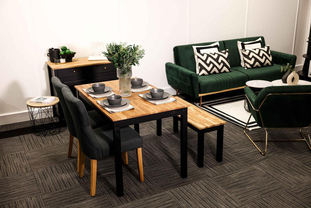 Copenhagen Black Solid Oak Partial Vaneer Bench