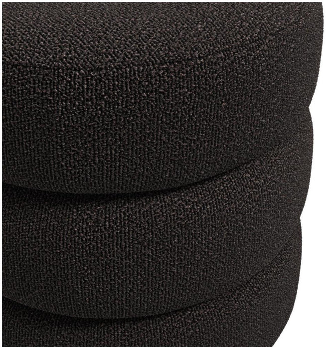 Emi Black Boucle Fabric Pouffe