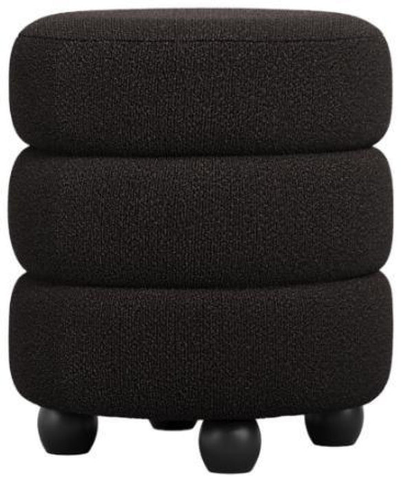 Emi Black Boucle Fabric Pouffe