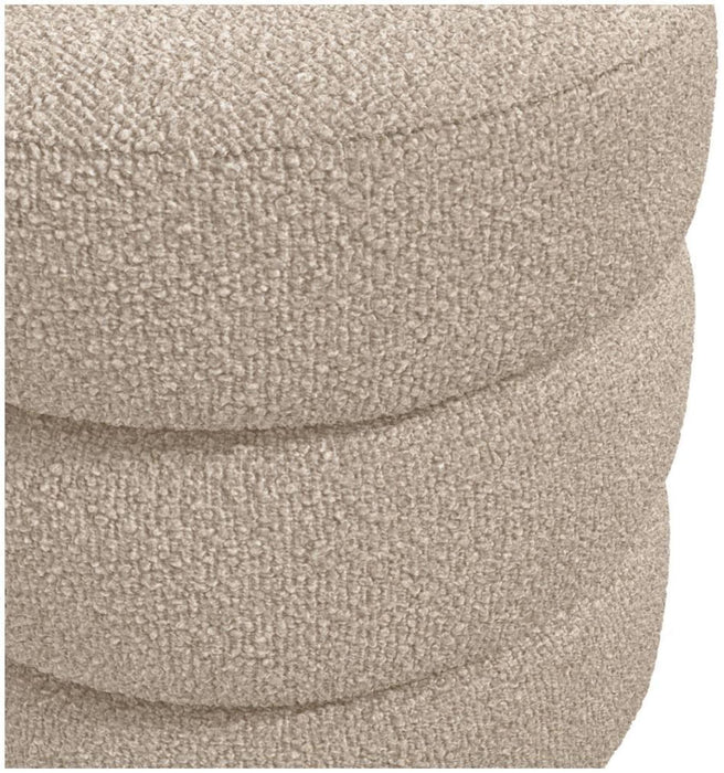 Emi Buff and Black Boucle Fabric Pouffe