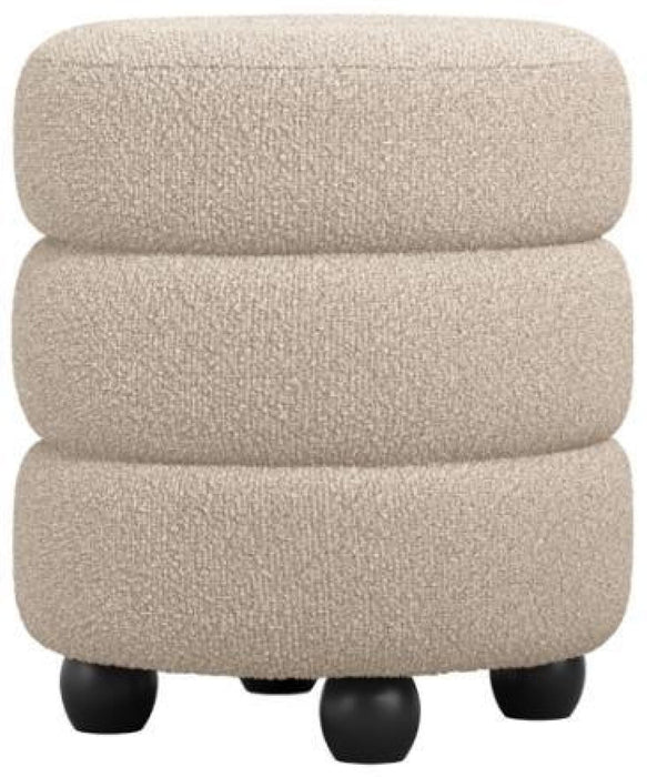 Emi Buff and Black Boucle Fabric Pouffe