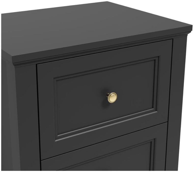 Ives Black 2 Drawer Bedside Cabinet