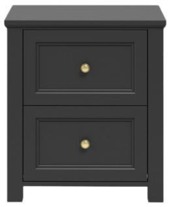 Ives Black 2 Drawer Bedside Cabinet