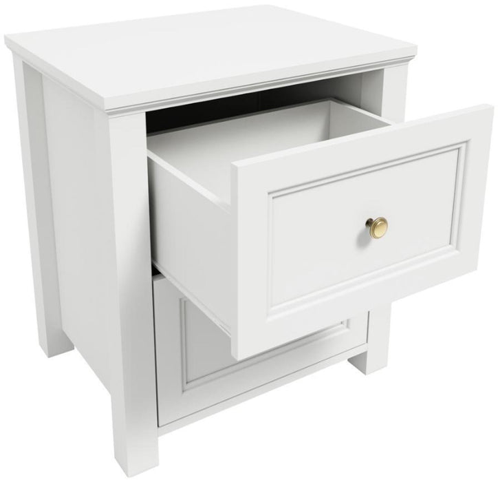 Ives White 2 Drawer Bedside Cabinet