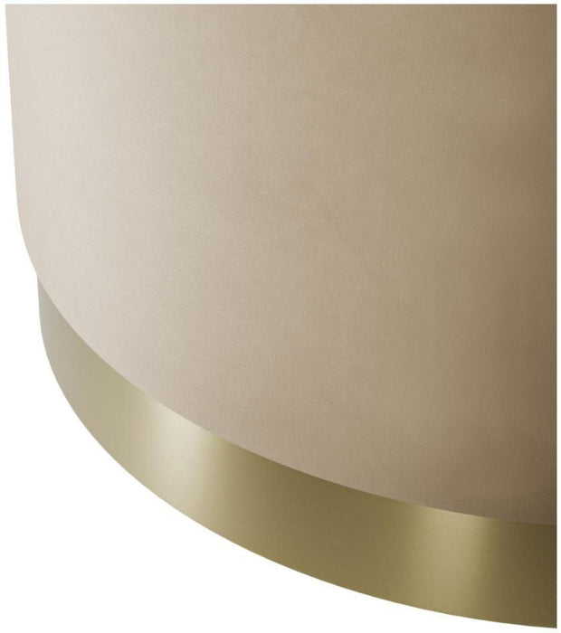 Lara Beige and Brushed Gold Velvet Fabric Large Pouffe