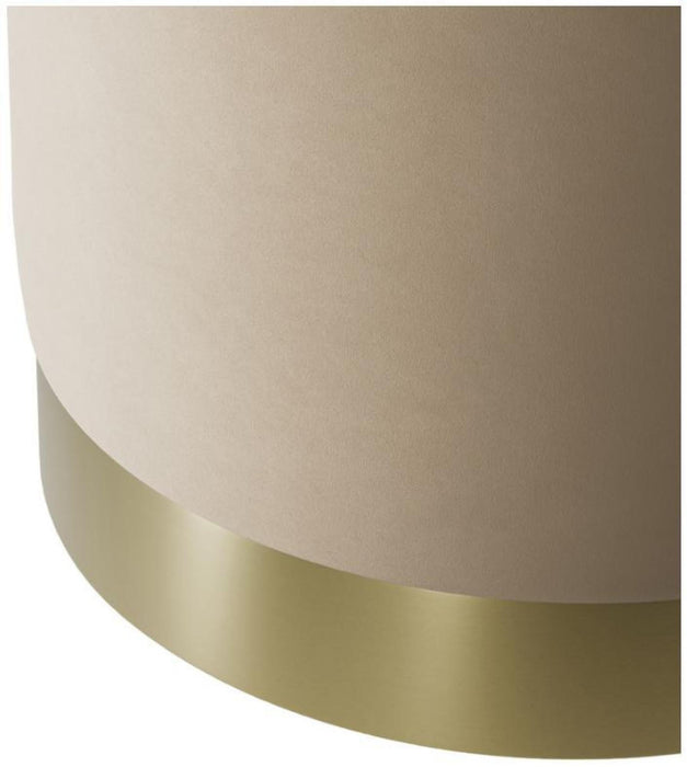 Lara Beige and Brushed Gold Velvet Fabric Small Pouffe